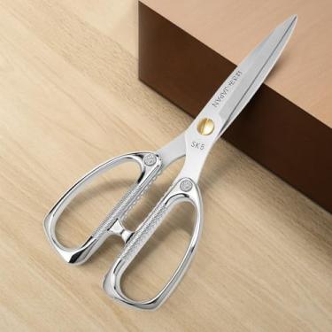 Imagem de Tesoura dourada multiuso com cabo premium – Lâminas afiadas multiuso de aço inoxidável para cozinha, corte de fita e uso doméstico