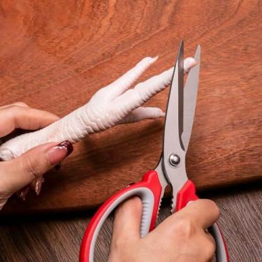 Imagem de Tesoura de cozinha afiada multiuso de aço inoxidável de 19 cm, tesoura de tecido de 3 mm para uso doméstico, ferramenta de corte de papel DIY, tesoura de cozinha para cortar carne, alimentos, peixe