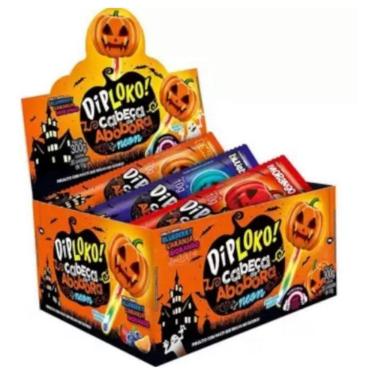 Imagem de Pirulito Diploko Cabeça De Abóbora Neon Brilha No Escuro 30U