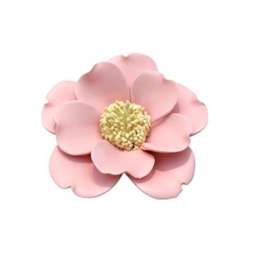 Imagem de Arte de parede de flores de cerâmica, decoração de parede 3D, escultura de parede de flores artificiais, flores de porcelana penduradas 3D artesanais, decoração de parede de flor de porcelana