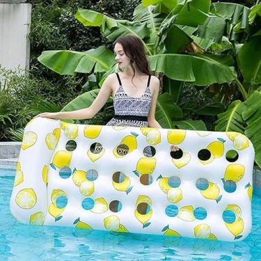 Imagem de Boia Rede Para Piscina flores Cama Flutuante Deitado, tamanho adulto 180x88cm Rafting de Piscina(limao 180x88cm)