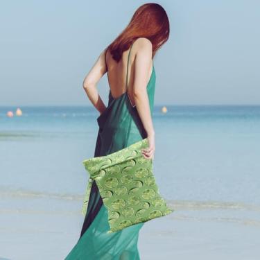 Imagem de Bolsa impermeável para roupa de banho, viagem, roupa de banho, pano sujo, bolsas de maquiagem para ioga, academia, praia, piscina, ioga, artigos de higiene, gancho para o carrinho, bolsa reutilizável