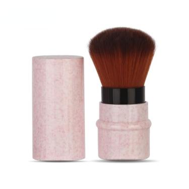 Imagem de 1 pincel de maquiagem feminino retrátil para blush blush base para o rosto em pó (rosa)