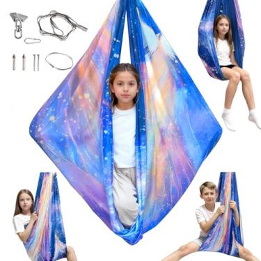 Imagem de Balanço sensorial para crianças e adultos com kit de cabide giratório de 360°, balanço terapêutico elástico de camada dupla comporta até 136 kg para autismo, TDAH, Asperger e SPD (Happy Bird)