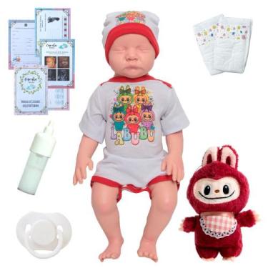 Imagem de Bebe Reborn Realista Menina Com Labubu Pelúcia Acessórios - Cegonha Re