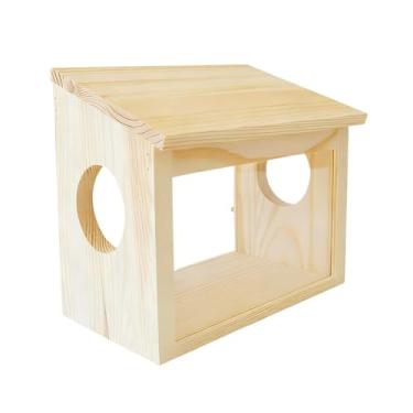 Imagem de KiBcsLic Casa de hamster, exploração de habitat animal, diversão, área de recreação, caixa de escavação visível para hamsters, casa de rato de madeira para