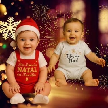 Imagem de Kit jardineira bebe unissex natal e ano novo com 4 festa de natal - FV