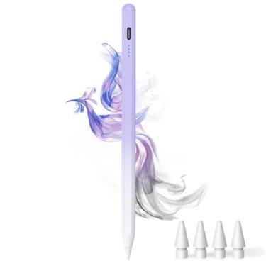Imagem de Caneta Stylus para iPad – Lápis de carregamento tipo C para iPad Palm Rejection Active Pen compatível com Apple iPad 6/7/8/9/10/11(A16), Air 3/4/5/M2/M3, Mini 5/6, Pro 27.9 cm/32.8 cm/M4 (roxo