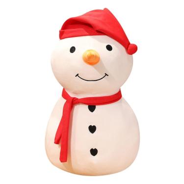 Imagem de Boneco de neve macio de desenho animado com chapéu vermelho e cachecol de 45 cm