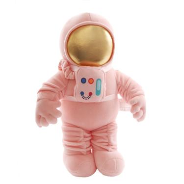 Imagem de Boneca de brinquedo de pelúcia Astronaut Soft Pink com capacete dourado de 60 cm