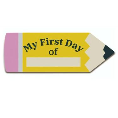 Imagem de Quadro de letreiro do primeiro dia de escola, lápis para impressão de material escolar, quadro negro, 1º dia de escola, para crianças, meninos, meninas, jardim de infância, pré-escola, material