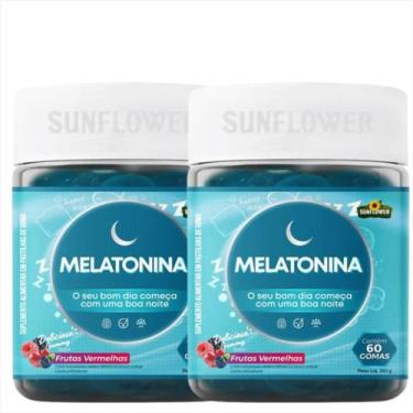 Imagem de Melatonina Sunflower Sabor Frutas Vermelhas 60 Gomas kit c/2