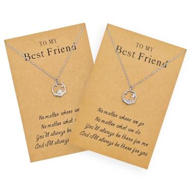 Imagem de Colar de Melhor Amigo para 2, Colar de Amizade Combinando Sol e Lua Presentes para Irmãs BFF, Chain length is 18 inches + 2 inch extension, Aço inoxidável, Sem Pedra Preciosa
