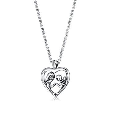 Imagem de Rockyu Colar masculino prata esqueleto coração pingente de nó celta moldura charme gótico caveira corrente de aço inoxidável 55 cm hipoalergênico