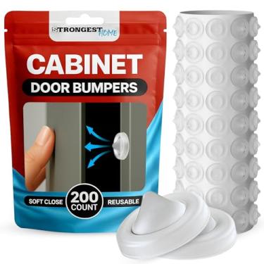 Imagem de Strongest Home Para-choques de porta de armário – Pacote com 200 amortecedores de borracha transparente autoadesivos para armários, gavetas e móveis – Rolhas macias para fechamento silencioso e