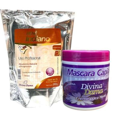 Imagem de Henê Pó Indiano Divina Dama 240g Creme 500g Castanho Escuro