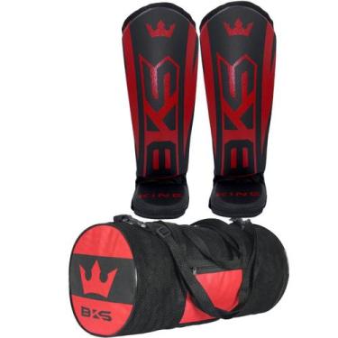 Imagem de Caneleira Muay Thai Kickboxing Protetor De Canela Bolsa - BKS, Vermelh