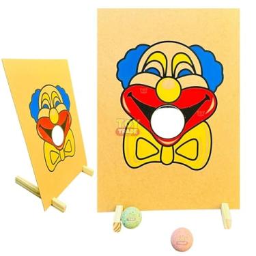 Imagem de Jogo Boca do Palhaço Bocão com Bolinhas Divertido Brinquedo Educativo em Madeira Acerte Alvo Gincana