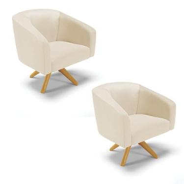 Imagem de Poltrona Decorativa Giratória MA30 Kit 2 Stella Sintético Bege D03 - D