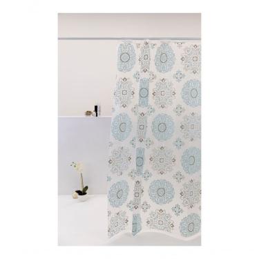 Imagem de Coina Box Peva Círculos Cinza E Azuis 180x160cm - Uzoo Cortina Box Peva 1.80x1.60m Circulos Azuis-cinza 818957