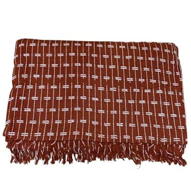Imagem de Manta Sofa, Manta Pra Sofá Tijolinho Gigantes Tipo Capa Sofá Algodão(2,20x1,60m)(Terracota com Cru)