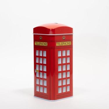 Imagem de Cofre Metal Porta Moeda Decorativo Cabine Telefônica 16cm