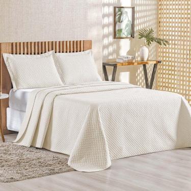 Imagem de Kit Cobre Leito Colcha Ideale Queen 3 Peças Matelado Geométrico - Palha - 100% Poliéster