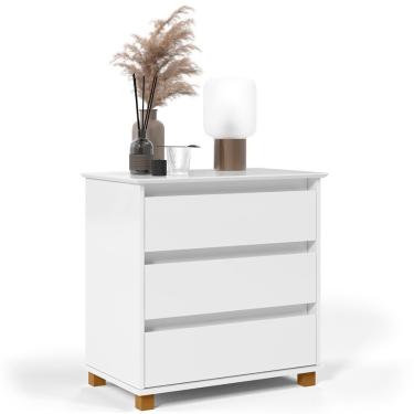 Imagem de Cômoda Para Quarto 3 Gavetas 68cm Ej Branco - Ej Móveis