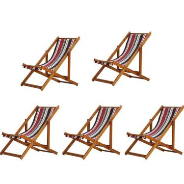 Imagem de Kit 5 Cadeira Espreguiçadeira Dobrável Mel Sb-list Marrom