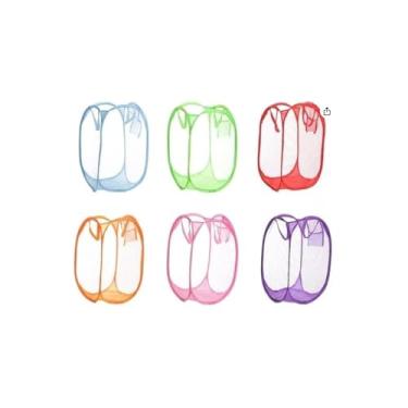 Imagem de Cesto Organizador Dobrável Multiuso, Poliéster, 40x70cm, Design Reforçado, Ideal para Roupas e Brinquedos, Cores Sortidas