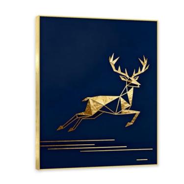 Imagem de Moldura dourada. Pintura de Natal glamorosa minimalista, arte geométrica dourada, decoração de Natal moderna emoldurada para parede da sala de estar. A20. 30x40cm-11,8x15,7 pol