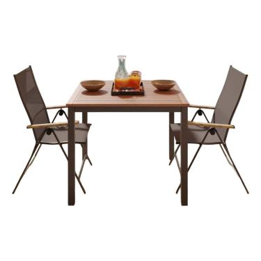 Imagem de Conjunto De Jardim Aluminio Cinza 3 Pecas Mesa E 2 Cadeiras