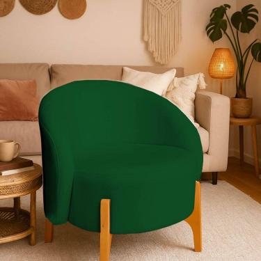 Imagem de Poltrona Orgânica Requinte Sala Escritório Pé Madeira Verde