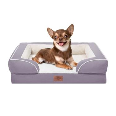 Imagem de Comfort Expression Cama para cães pequenos, impermeável, com espuma ortopédica, sofá-cama confortável para animais de estimação com capa removível lavável e fundo antiderrapante (PP, roxo)