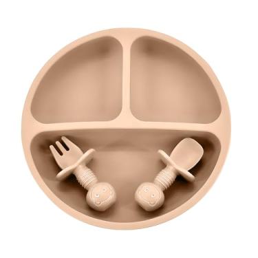 Imagem de Life Baby Feeding Set CR-001 Bege - Kit Completo de Introdução Alimentar para Bebês | Prato, Tigela, Colher e Copo | Ideal para Desmame e Autonomia Infantil | Material Resistente e Seguro