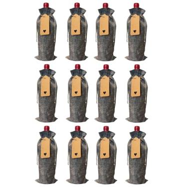 Imagem de Tiwerlfe Pacote com 12 sacos de presente de azeite de oliva de serapilheira premium com etiquetas de presente – Capas reutilizáveis de juta com cordão, ideais para Natal, casamentos, festas