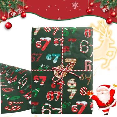 Imagem de Papel de embrulho de Natal 67, 2 peças de embrulho de presente de Natal com 67 memes, meme engraçado para adolescentes, papéis de embrulho festivos exclusivos de 2026 para férias, aniversário