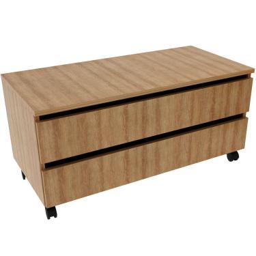 Imagem de Balcão Para Gabinete De Banheiro 2 Gavetas Com Rodízios Amêndoa