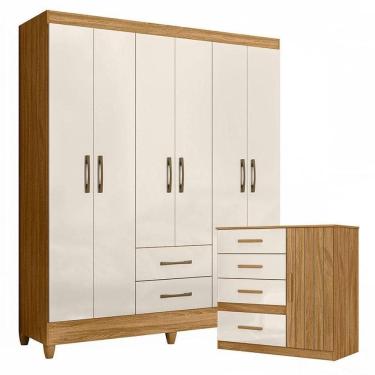 Imagem de Guarda Roupa Casal Panamá E Cômoda Venus Freijó Off White - Moval