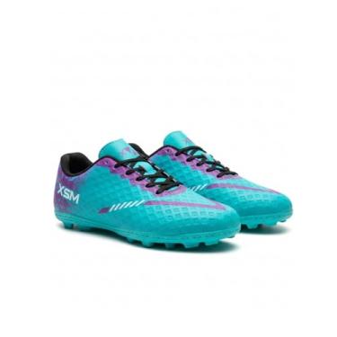 Imagem de Chuteira Futsal Tênis Salão Quadra Adulto Costurada Resistente Original (Azul-Lilás, BR, Adulto, Numérico, 42)