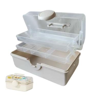 Imagem de CSSHUHUAN Organizador de armário de remédios portátil de 3 camadas, kit de primeiros socorros de plástico vazio, caixa de armazenamento de medicamentos para dormitório, casa, viagem, emergências