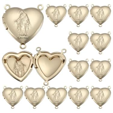 Imagem de Pinkunn 12 peças Medalhão Nossa Senhora da Graça Rosário Centros para Presente Católico 2,5 cm Medalha Clássica Rosário Centro de Peça Central Jóia (Ouro)