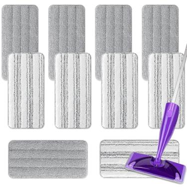 Imagem de Pacote com 10 almofadas de esfregão de substituição Swiffer WetJet, compatíveis com Swiffer WetJet de madeira e esfregão spray de piso, tamanho: 29 x 14 cm, cinza