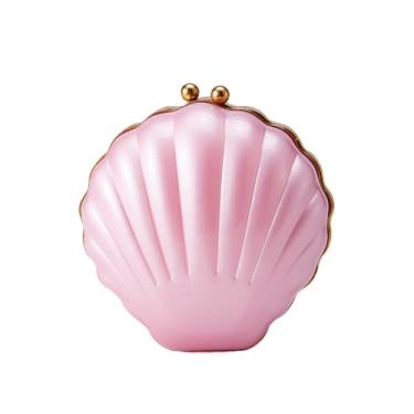 Imagem de MNBVUIW Bolsa de ombro de acrílico em forma de concha linda bolsa de mão de mármore para mulheres, coquetéis, festas de formatura, rosa