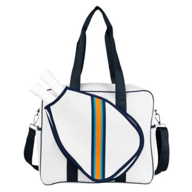 Imagem de Queen of the Court Bolsa De Pickleball, Bolsa De Pickleball Com Gancho De Cerca, Bolsa De Pickleball Para Mulheres, Linda Bolsa De Pickleball (Branco/Marinho/Laranja)
