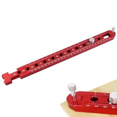 Imagem de TRUTOPWAY Arranhador de bússola para marcenaria, régua de desenho circular de liga de escala dupla, ferramenta de escrita vermelha para marcenaria, ferramenta de bússola ajustável métrico/imperial