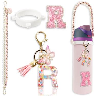 Imagem de Acessórios de letras para garrafas de água Owala – 680 g 947 g 1,134 g, com lindo pingente inicial e alça de alça, compatível com Free Sip, copo de café, Owala Kids, Sway, Stanley Cup Accessories