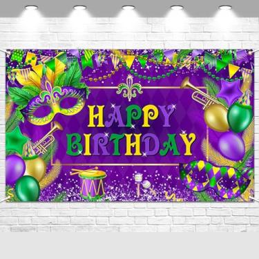 Imagem de Avezano Decoração de festa de aniversário de carnaval Mardi Gras cenário de aniversário baile de máscaras de carnaval cenário de cabine de aniversário para artigos de festa de carnaval 179 x 110 cm