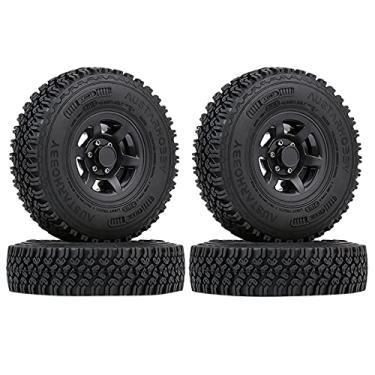 Imagem de Conjunto de pneus e rodas 1,55 para carrinho 1/10, preto