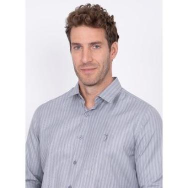 Imagem de Camisa Aleatory Listrada Manga Longa Corporate Azul-Masculino